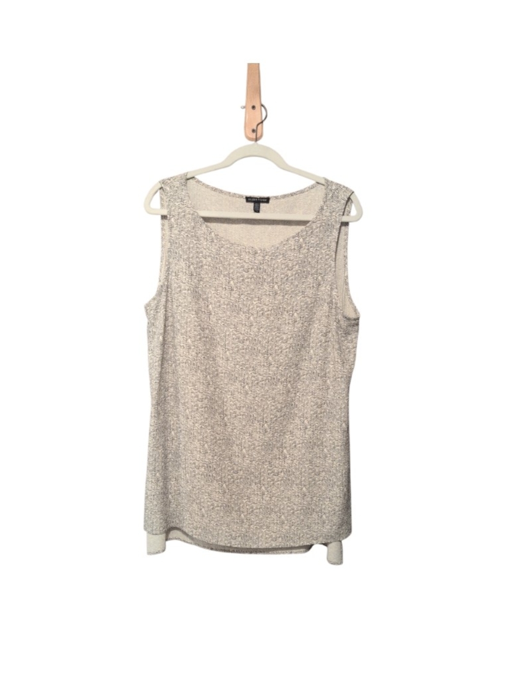 Eileen Fisher Cream Speckled Chevron Sleeveless Tank Shell Size L